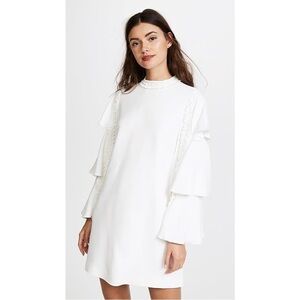 White Long Ruffle Sleeve Mini Size Casual Maxi Dress small lace bridal baptism